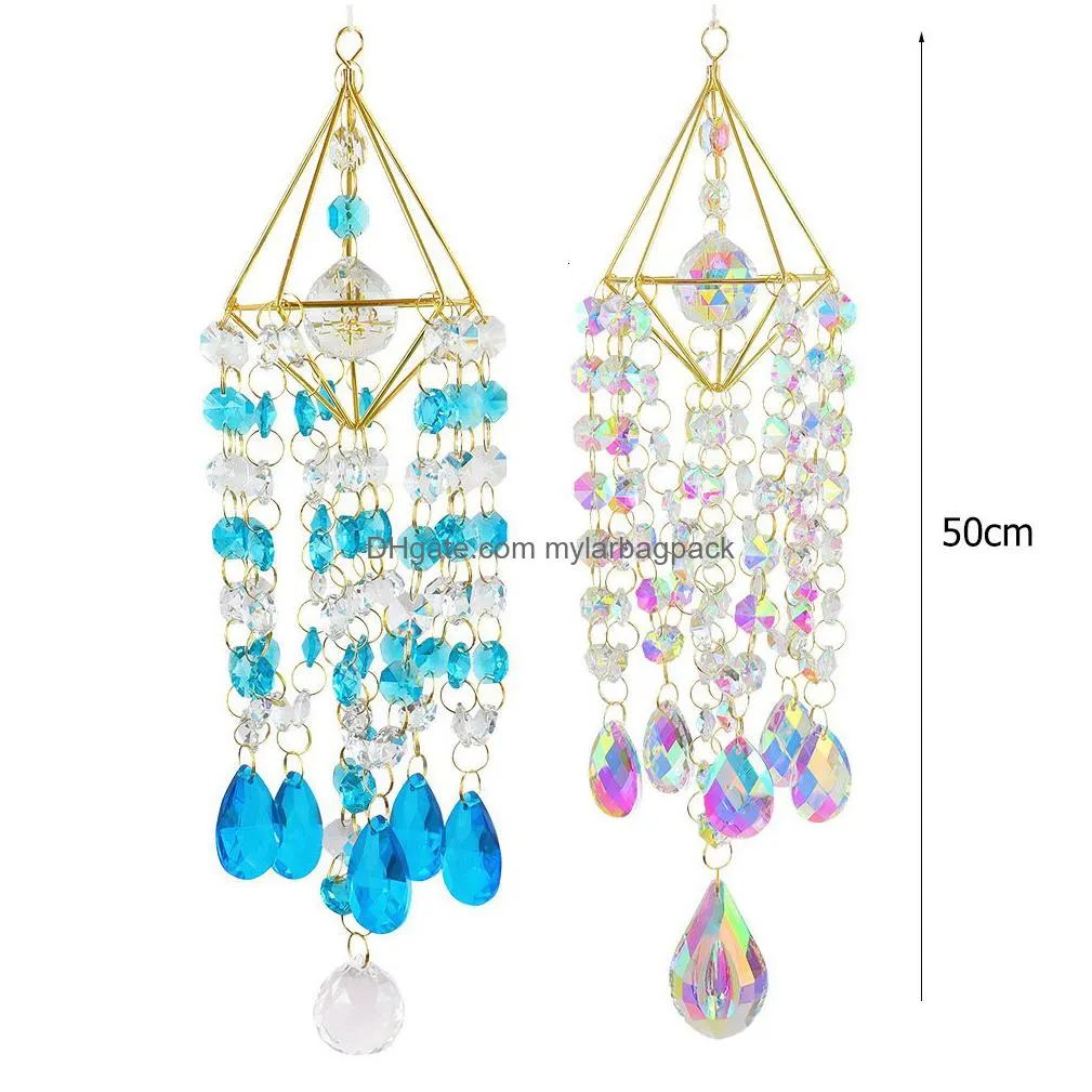 garden decorations crystal wind chimes hanging window prisms suncatcher rainbow maker ornament glass crystal jewelry pendant home garden decoration