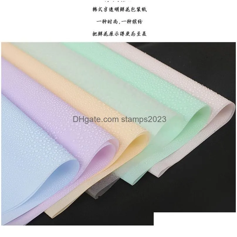 wholesale packaging paper 20pcs plastic opp flower packing wrapping paper colors matte waterproof papers gifts florist material transluce package 60x60cm