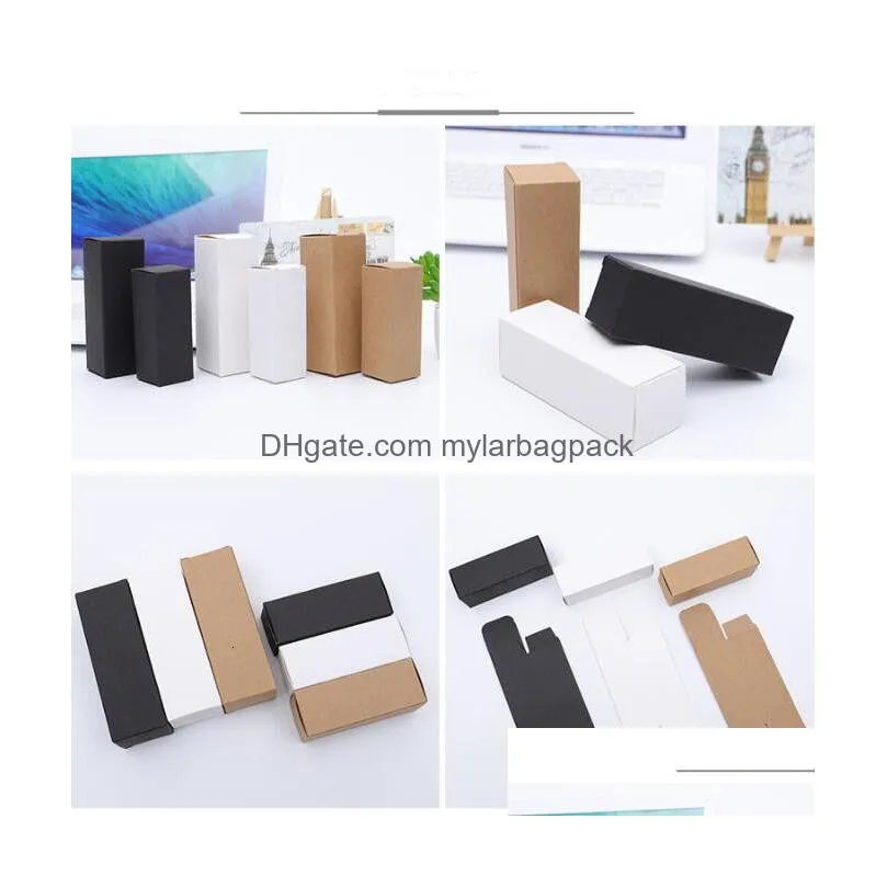 gift wrap 100pcs white black kraft paper tube cardboard boxes essential oil bottle packaging box blank cosmetic storage box 230613