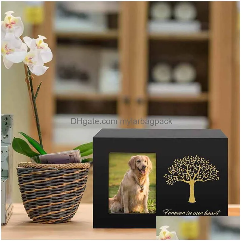 pet memorial urns for dogs or cats ashes wooden pet cremation urns with personalized photo frame pet memorial keepsake box loss pet sympathy remembrance