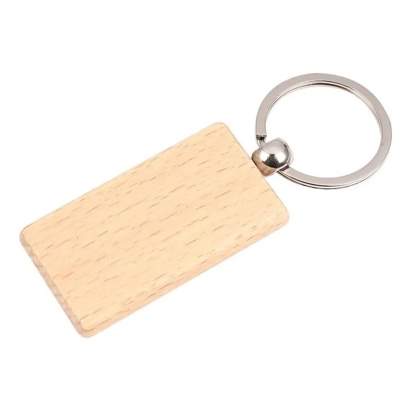 keychains 50 blank wooden keychain rectangular key id can be engraved diy