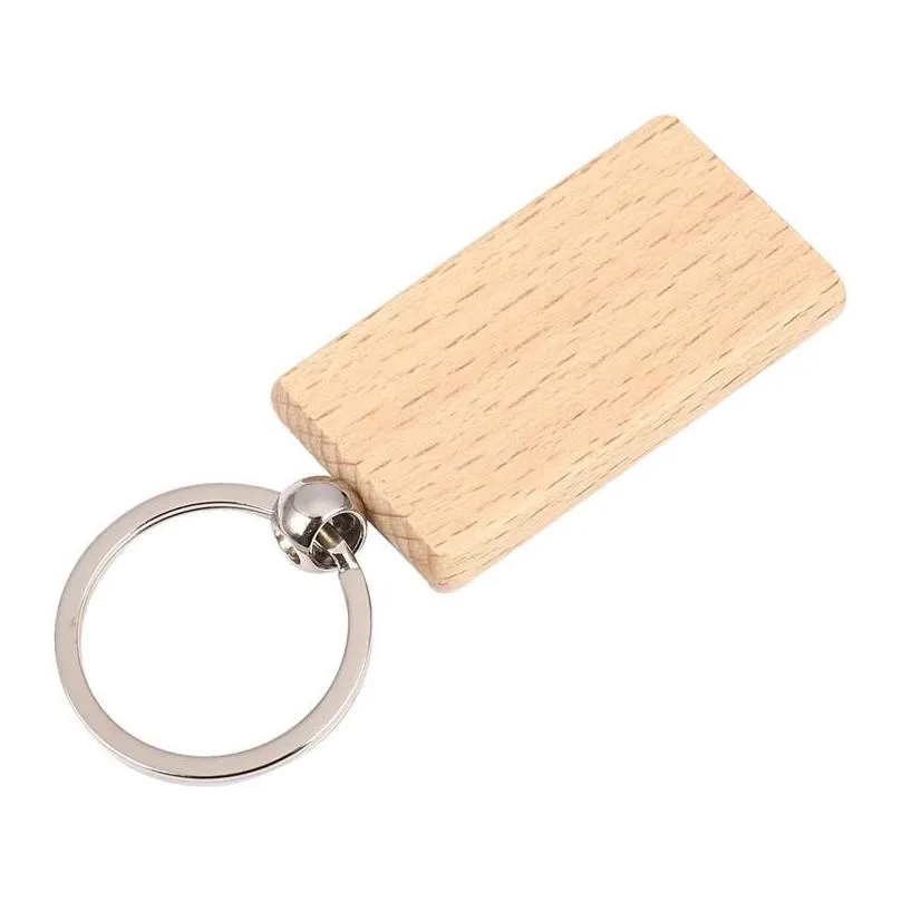 keychains 50 blank wooden keychain rectangular key id can be engraved diy