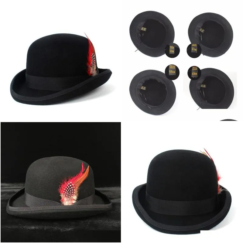 berets 100% australia wool felt bowler hat men women dress tuxedo costume steampunk cap 4szie s m l xlberets beretsberets