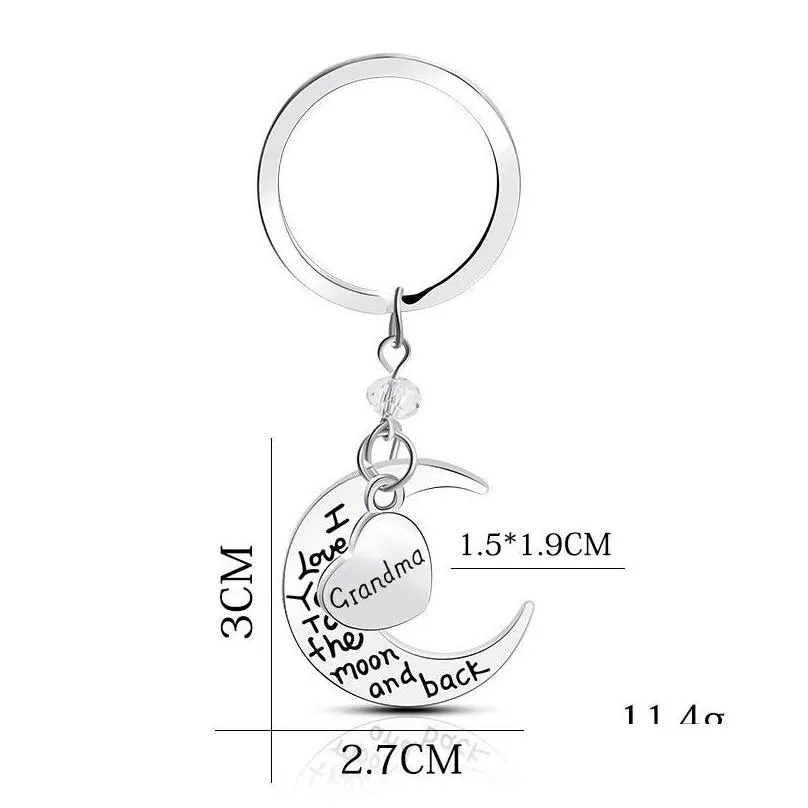 fashion lettering key rings mom dad son daugther family heart moon alloy i love you silver keychain jewelry gift
