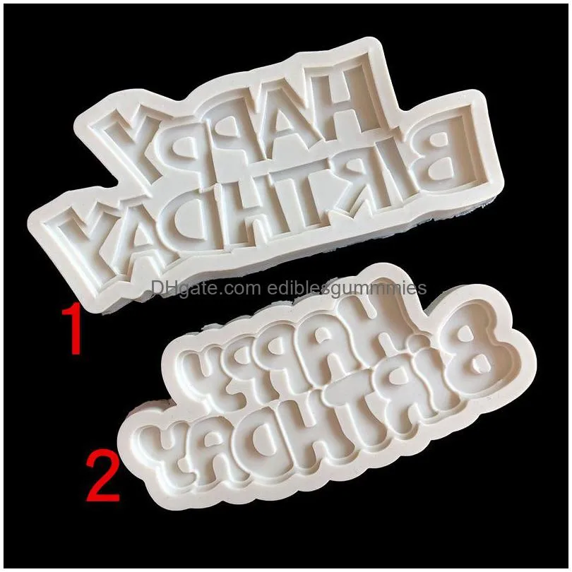 happy birthday silicone mold english letters candy fondant gum paste cake decoration word board diy baking supplies mj1235