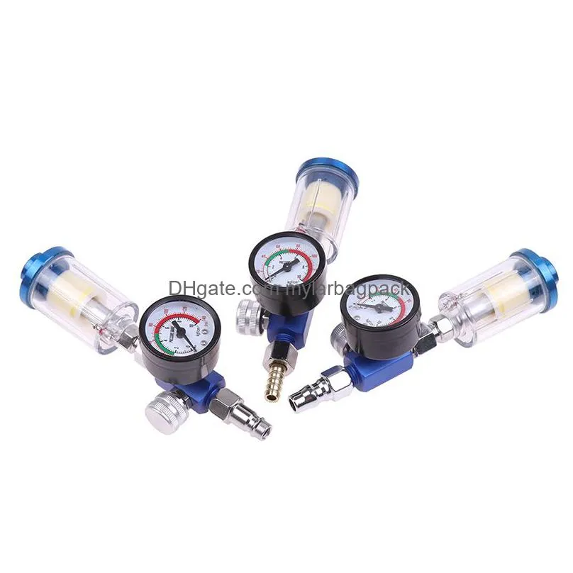 spray guns blue clear spray gun air regulator gauge in-line oil water trap filter separator jp/eu/us adapter pneumatic tools for airbrush