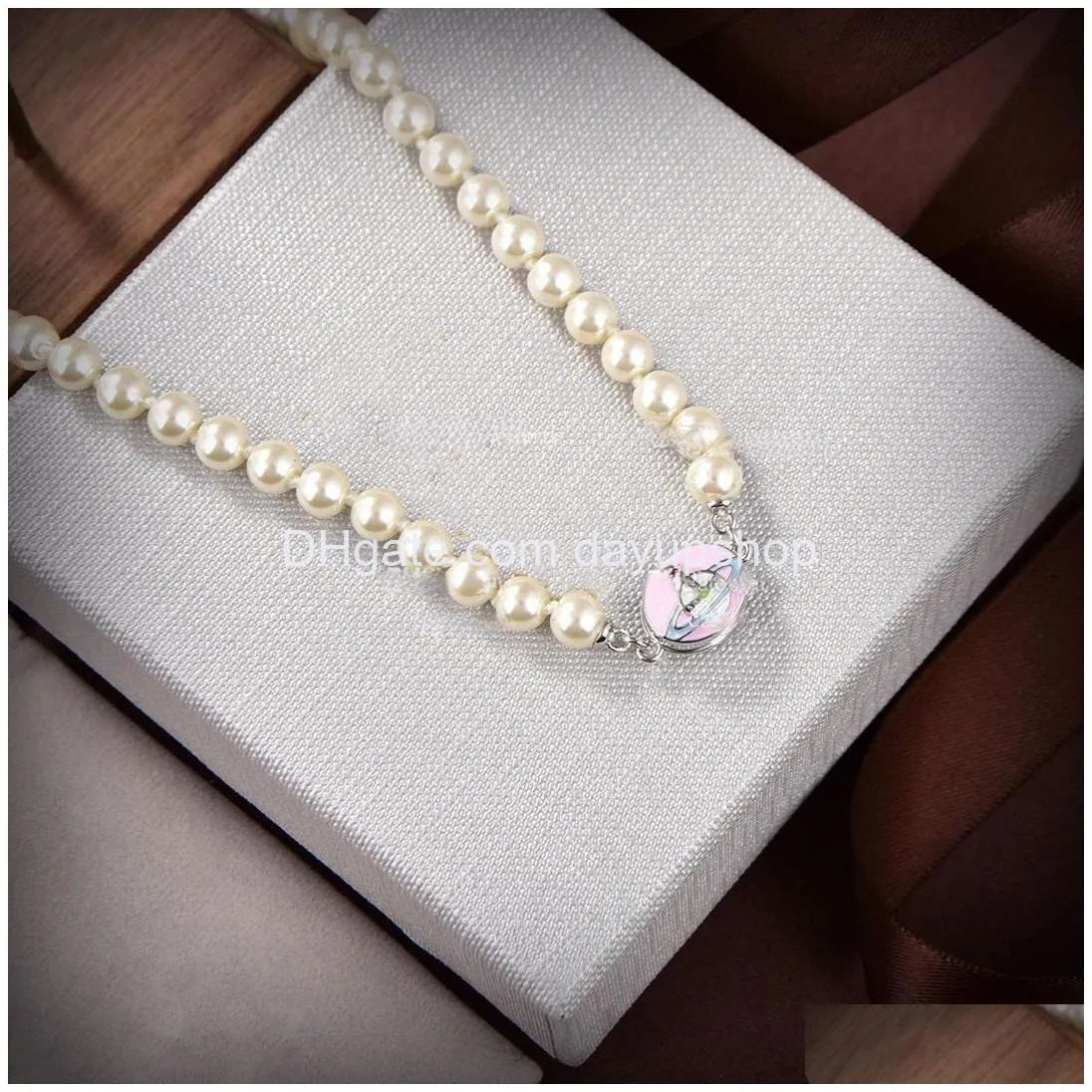 designer brand pendant necklaces letter vivian chokers luxury women fashion jewelry metal pearl necklace cjeweler westwood fdf dgfddf