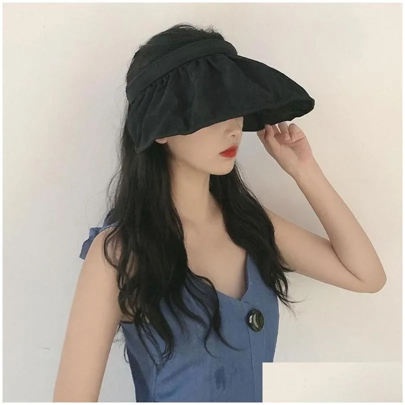 fashion women summer sun hat breathable empty top wide brim sports cap female outdoor travel sunlight protection beach hats