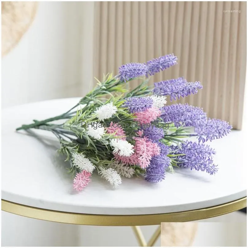 decorative flowers 32cm artificial flower flocking lavender fake outdoor plant wedding home garden restaurant decoration