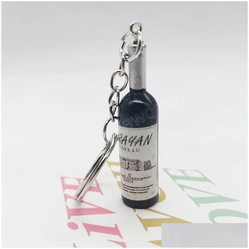 fashion beer wine bottle keychain keyring unisex car bag key pendant creative jewelry gift home el bar table ornaments