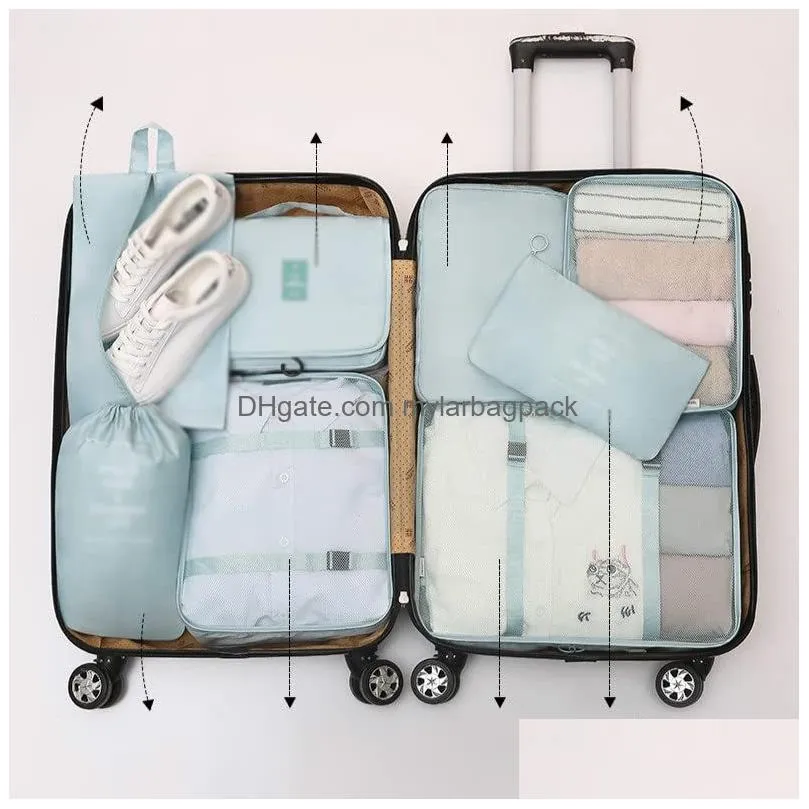 8pcs set travel organizer storage bags suitcase packing set storage cases portable luggage organizer clothes shoe tidy pouch bag
