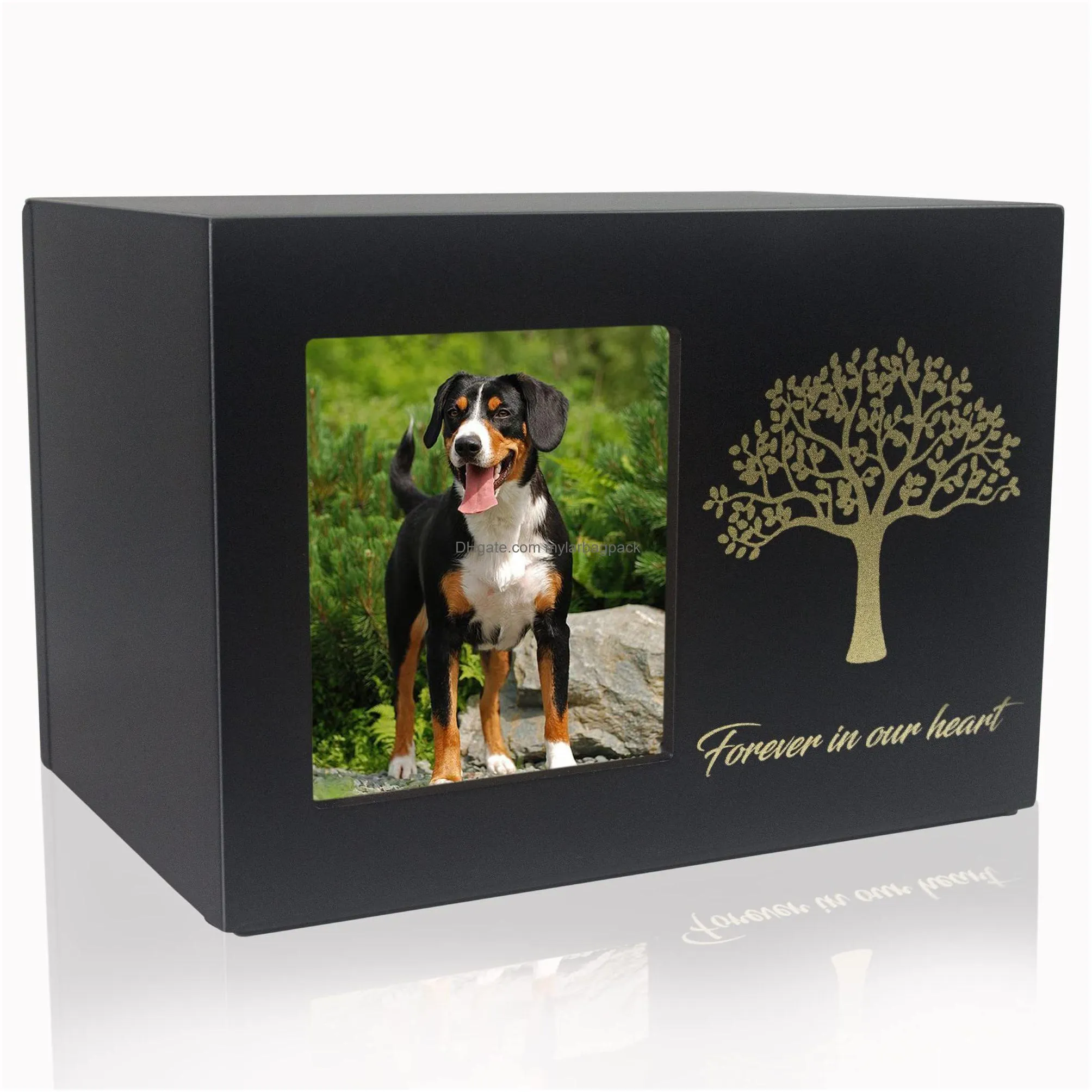 pet memorial urns for dogs or cats ashes wooden pet cremation urns with personalized photo frame pet memorial keepsake box loss pet sympathy remembrance