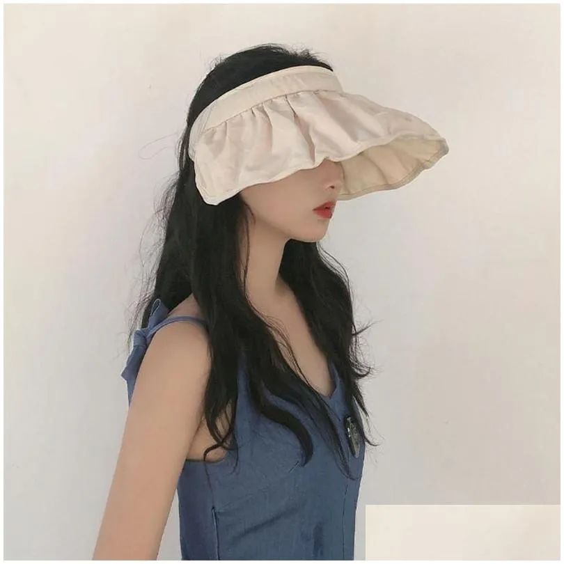 fashion women summer sun hat breathable empty top wide brim sports cap female outdoor travel sunlight protection beach hats