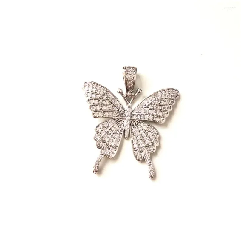 charms 5pcs butterfly for women bracelet making bling crystal rhinestone paved pendants necklace handcraft jewelry accessory