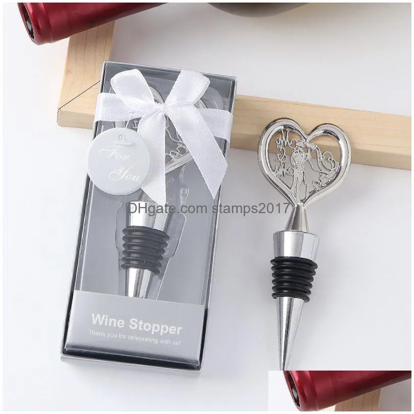 heart shape wine bottle stopper reusable vacuum sealed beer stopper cork for kitchen bar accessories wedding party favors mj1223