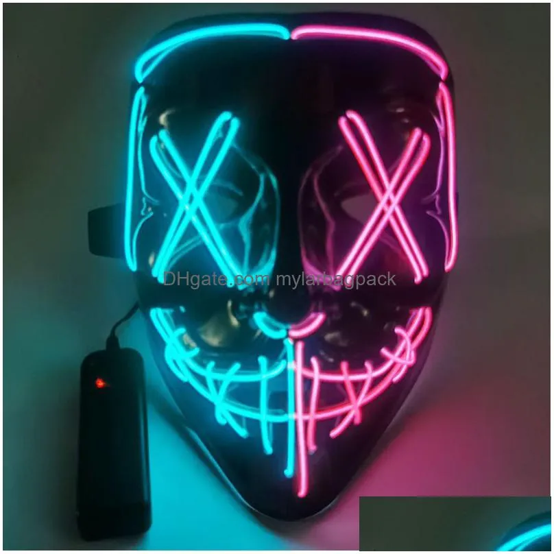 party masks halloween mask mixed color led mask party masque masquerade masks neon maske light glow in the dark horror mask glowing masker