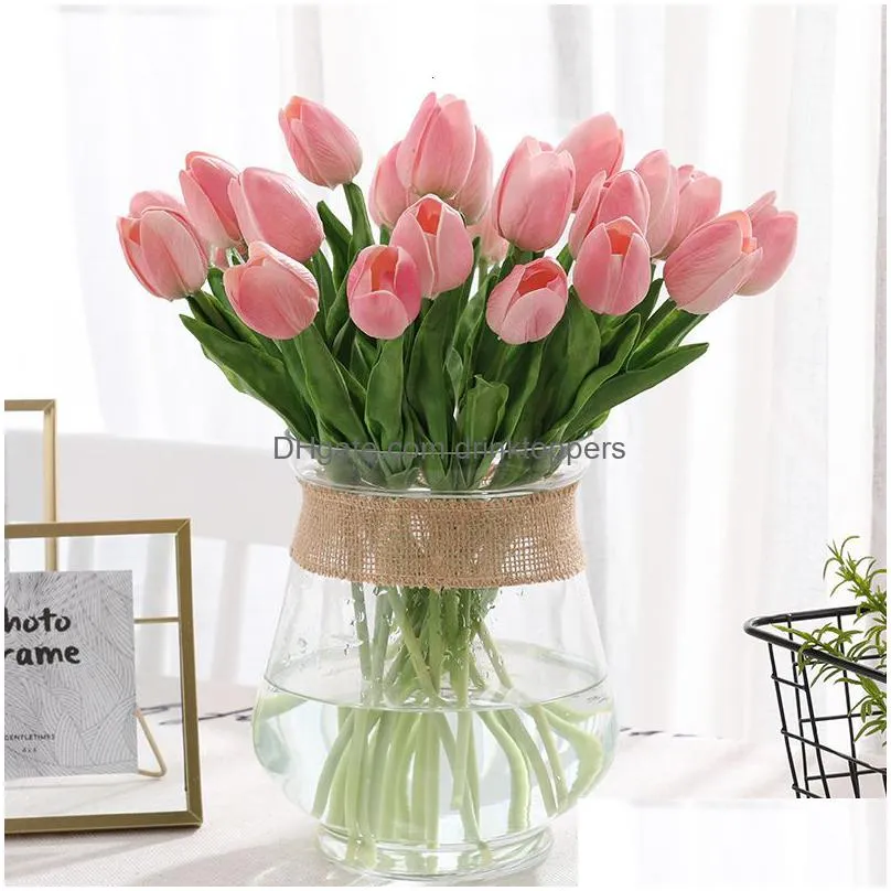 faux floral greenery 31pcs/lot tulips artificial flowers pu calla fake flowers real touch flowers for wedding decoration home party decoration favors