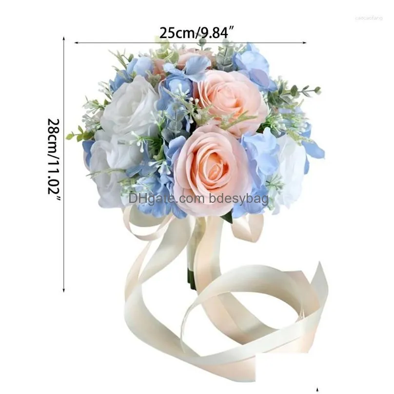 decorative flowers wedding artificial blue pink flower bouquet simulation ornaments decoration for