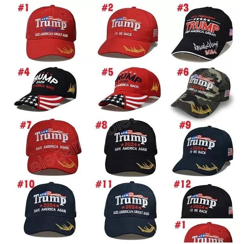 12 styles donald trump 2024 cotton caps embroidered baseball hat with adjustable strap ball cap