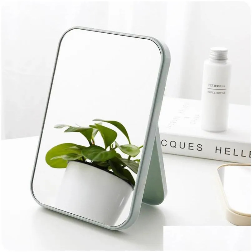 Mirrors Mirror Desktop Makeup Square Single Sided Princess Dressing Folding High-Definition Household Bathroom Home Garden Home Decor Otghq