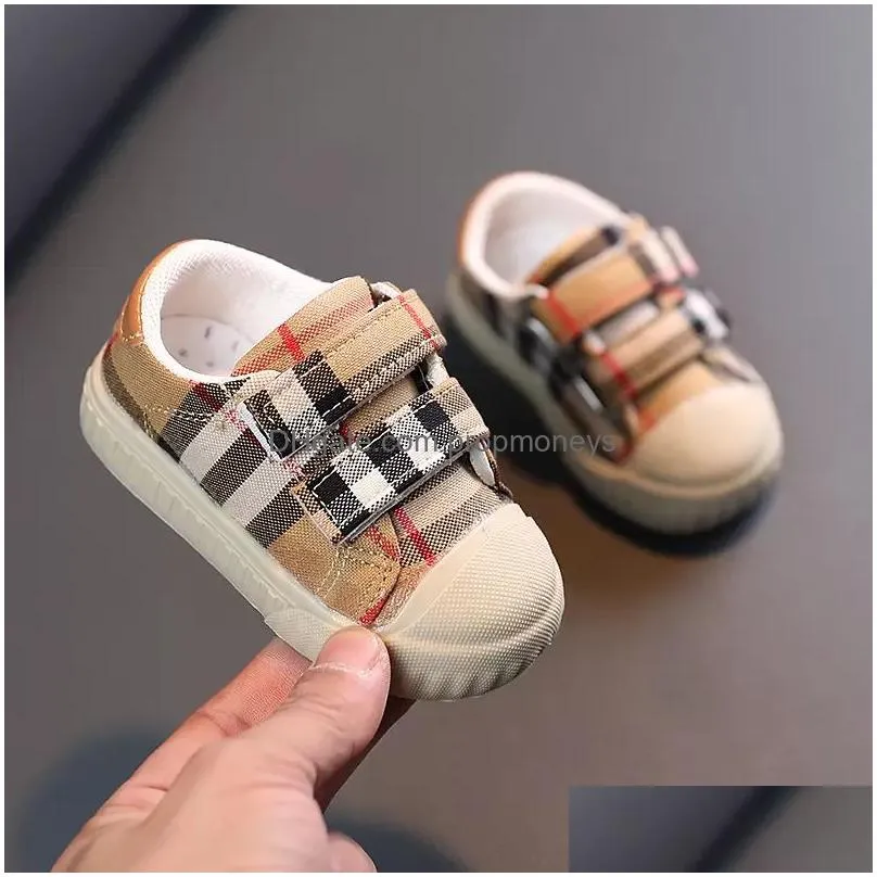 high quality kid canvas shoes sneakers plaid letter children baby shoe boys girls lightweight soft non-slip casual sneakers