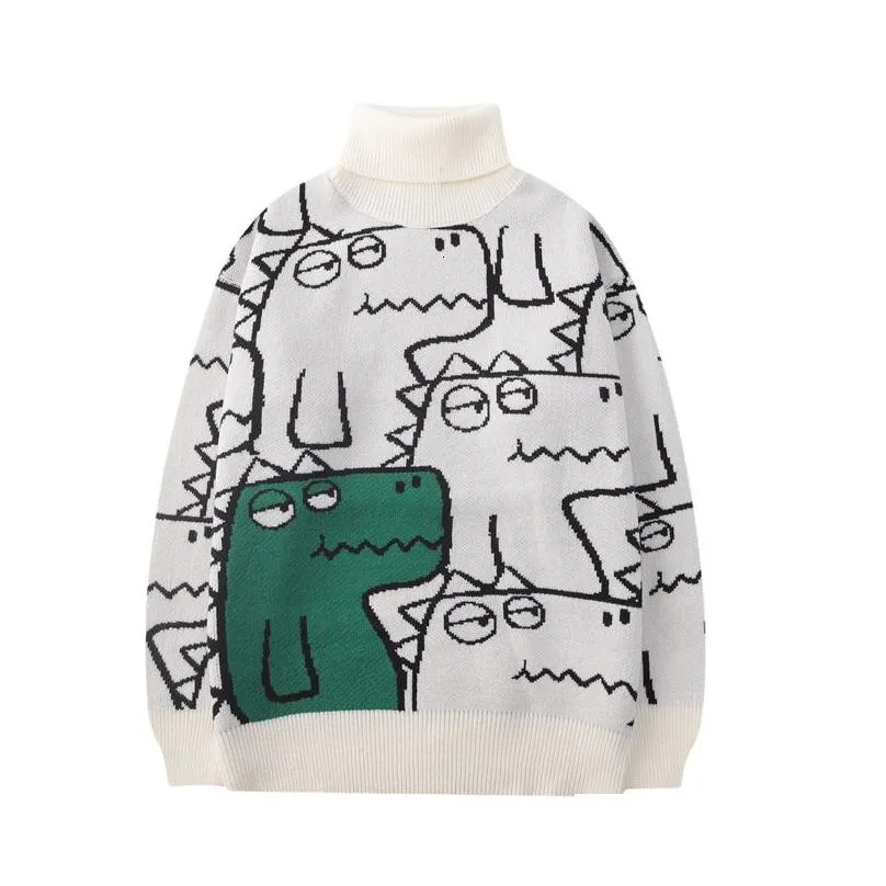 Men`S Sweaters Mens Sweaters Jacquard Casual Sweater Loose Fashion Autumn/Winter High Neck Tops Oversized Cartoon Printed Y2K Couple U Otuzy