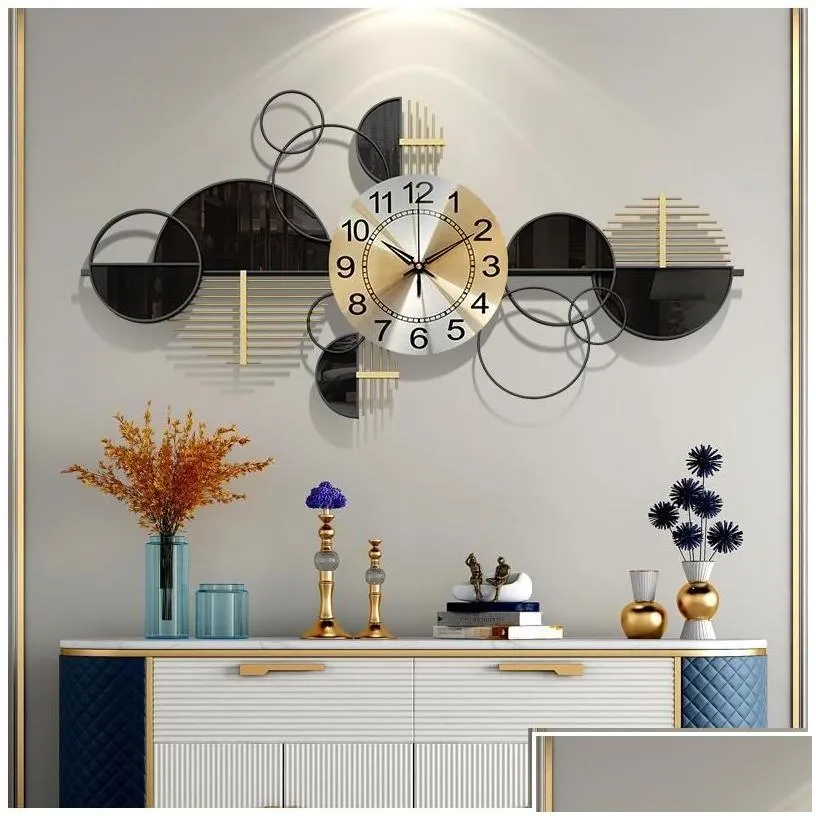 Wall Clocks Nordic Light Luxury Living Room Home Decoration Personalized Creative Ironwork Clock Drop Delivery Garden Decor Dhfyq