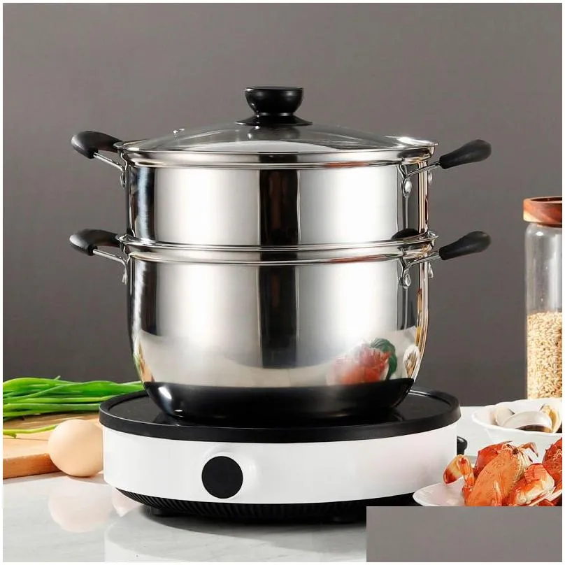 Soup & Stock Pots Soup Pot Stainless Steel Thickened Household Steaming And Stewing Double Ear Small Gift Set Home Garden Kitchen, Din Otda7