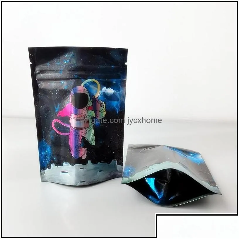wholesale packing bags 6 types 3 5g mylar bags california sf space astronauts package print stand up pouch smell proof holographic film zipper