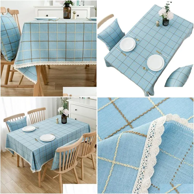 Table Cloth Dining Table Cloth Rectangar American Style Rural Tablecloth Cotton Linen Small  Tea Checkered Desk Home Garden Home Otgbv