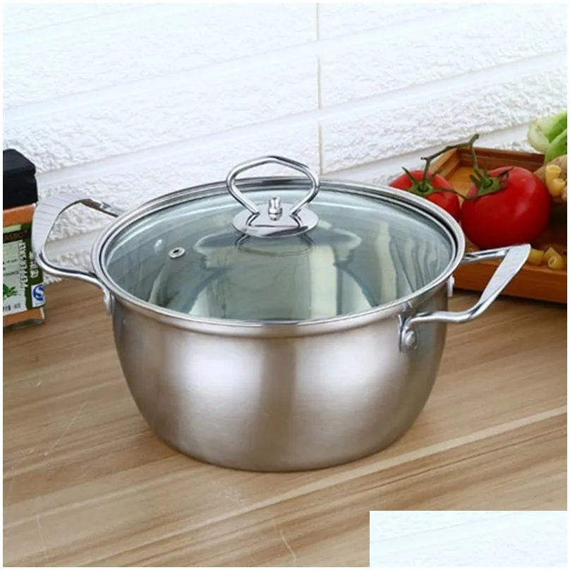 Soup & Stock Pots Stainless Steel Thickened Instant Noodle Cooker Steaming Pot Soup Single-Layer Double Ear Household Stew Non Stick C Otrxu