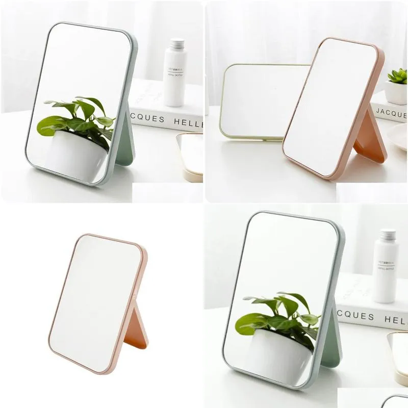 Mirrors Mirror Desktop Makeup Square Single Sided Princess Dressing Folding High-Definition Household Bathroom Home Garden Home Decor Ot80Z