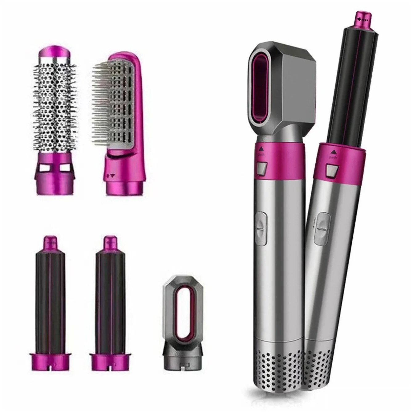 other household sundries electric hair dryer 5 in 1 comb negative ion straightener blow air detachable wrap curling wand brush drop