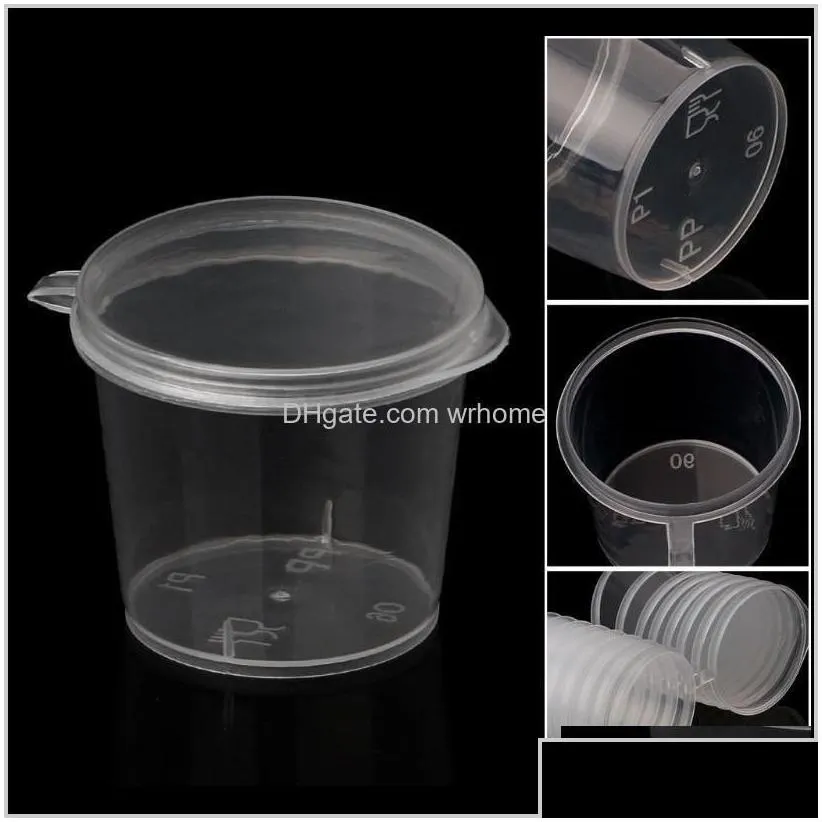 Housekeeping Organization Home Garden100Pcs 25Ml Small Plastic Disposable Sauce Cups With Lid Storage Containers Boxes Bottles Jars Drop