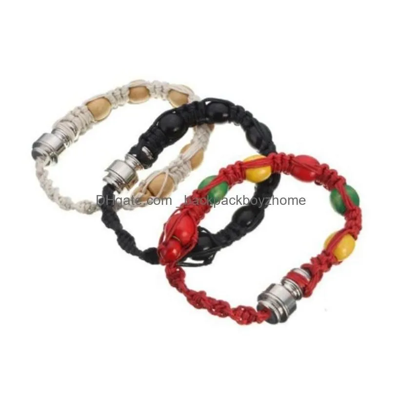 Smoking Pipes Creative Beaded Bracelet Pipe Portable Den Filter Handmade Knot Rope Metal Cigarette Holder Household Accessories 28Cm D