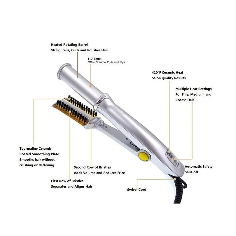 Hair Curlers & Straighteners 2 In 1 360 Degree Rotating Hair Curler Fast Heating Mini Ceramic Curling Straightening Professional Styli Otsed