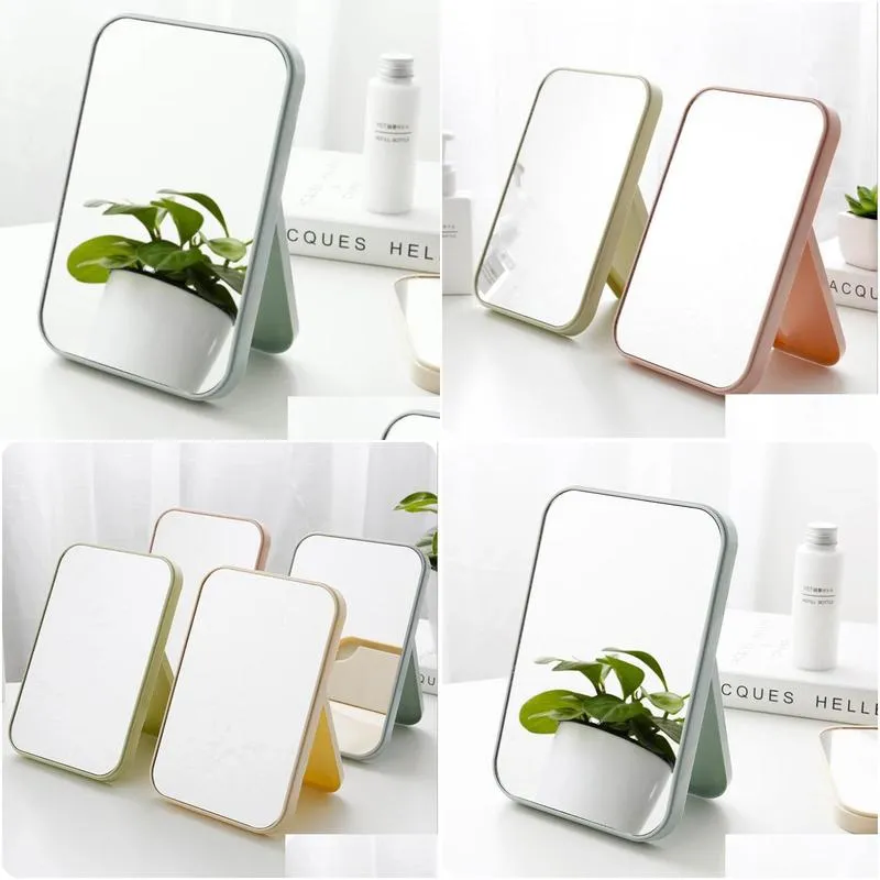 Mirrors Mirror Desktop Makeup Square Single Sided Princess Dressing Folding High-Definition Household Bathroom Home Garden Home Decor Ot80Z