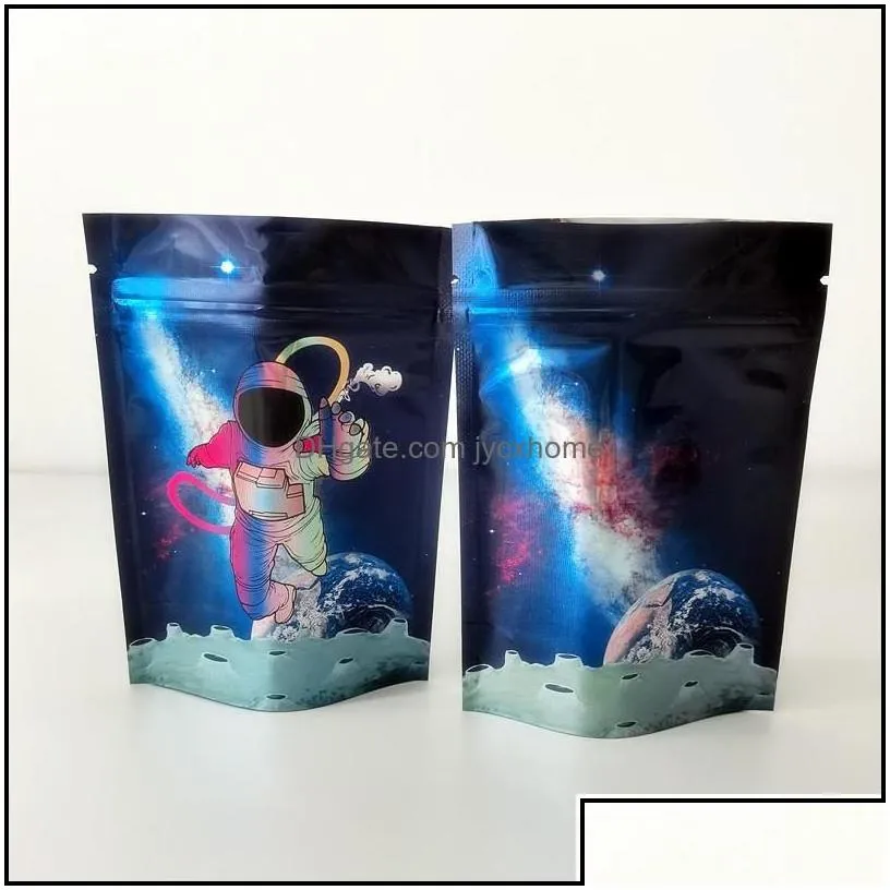wholesale packing bags 6 types 3 5g mylar bags california sf space astronauts package print stand up pouch smell proof holographic film zipper