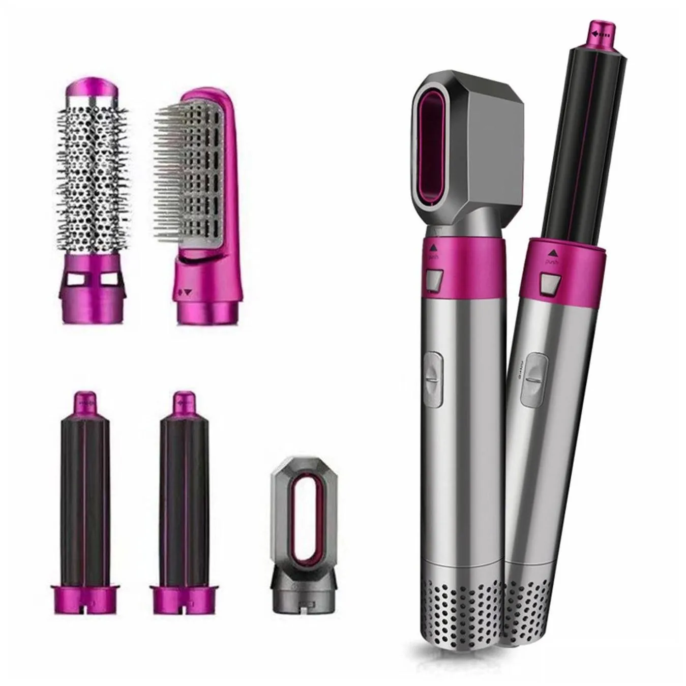 other household sundries electric hair dryer 5 in 1 comb negative ion straightener blow air detachable wrap curling wand brush drop