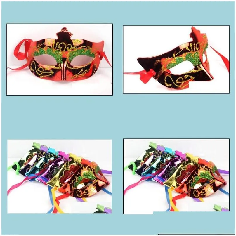 Party Masks Venetian Colored D Mask Masquerade Supplies Women Y Halloween Cosplay Dress Ball Performance Drop Delivery Home Dhv1F