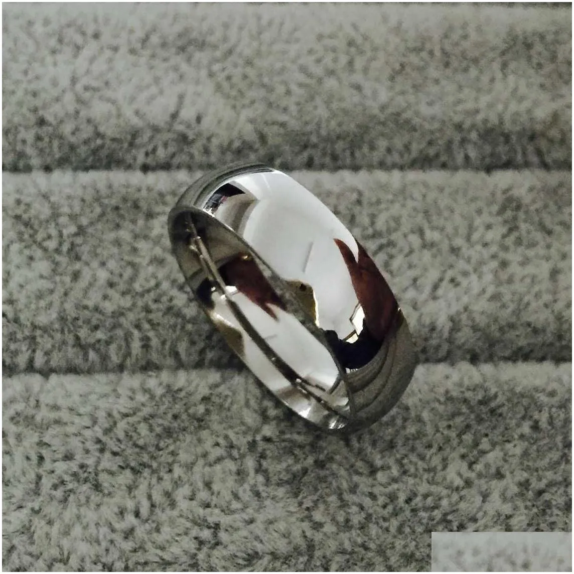 Band Rings Classic Real White Gold Color 8Mm Titanium Steel Women Men Wedding Sier Ring Top Quality Do Not Fade Lovers Jewelry Jewelry Dhm5P