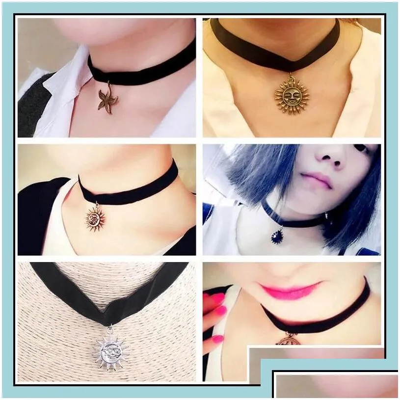 chokers lolita veet black lace chokers punk vintage style charms pendant necklaces jewelry for sale drop delivery pendants dhmzp