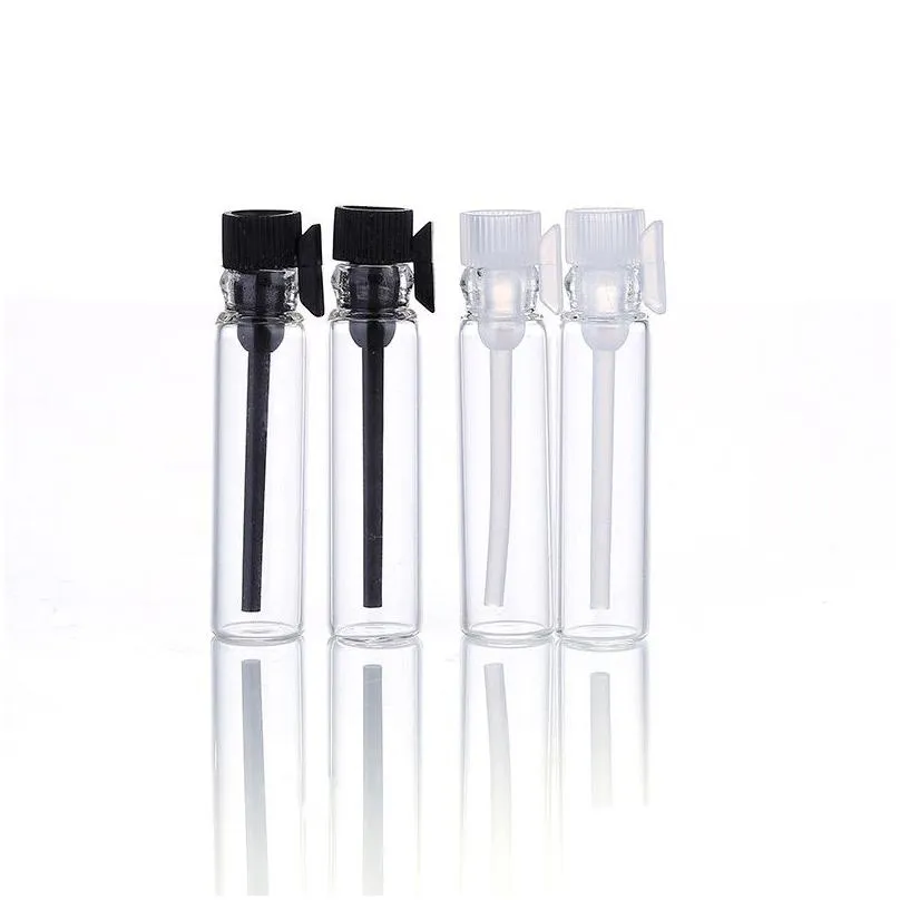 Packing Bottles Wholesale 1Ml Per Samples Mini Bottles With Black Lid Empty Glass Vials Dropper Bottle For Travel And Party Office Sch Dhsdh