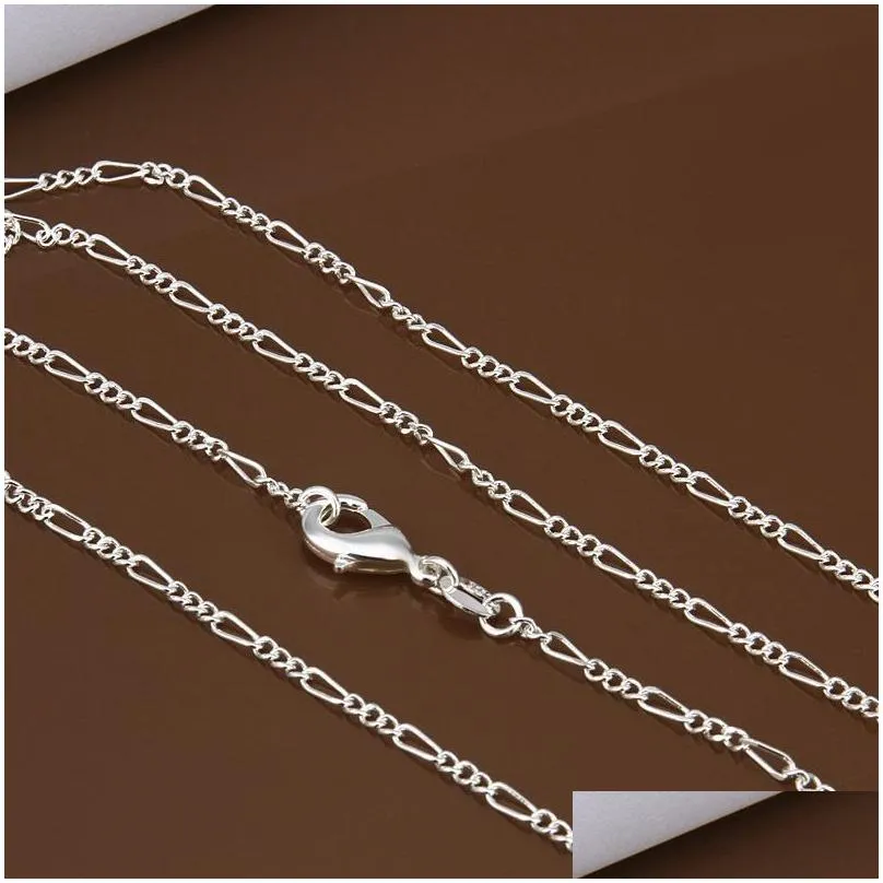 20pcs 925 solid sterling silver chains 2mm womens figaro link necklace 16-30