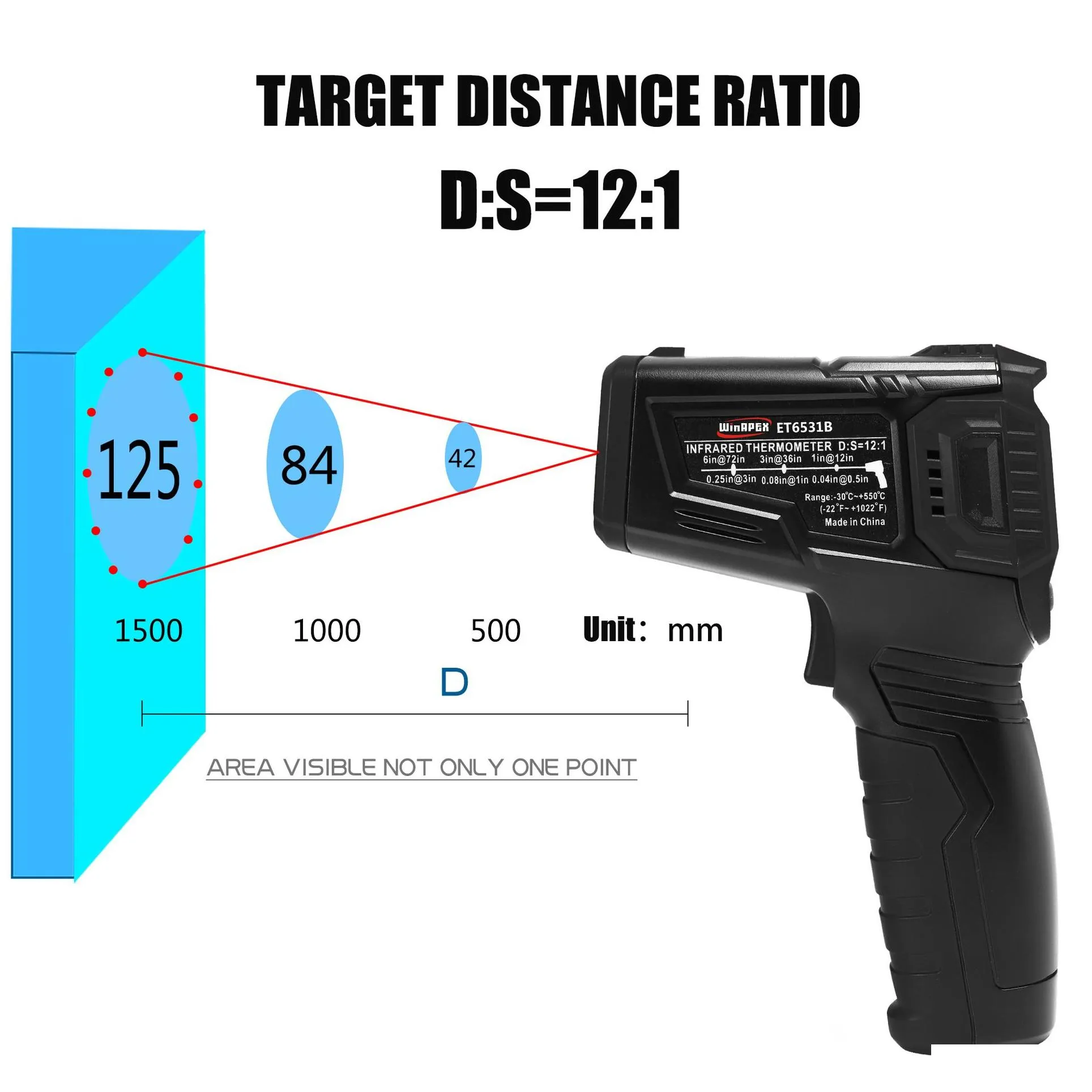 wholesale lcd screen digital thermometer handheld infrared thermometer laser thermometer hypothermia pyrometer -50600 degrees celsius 