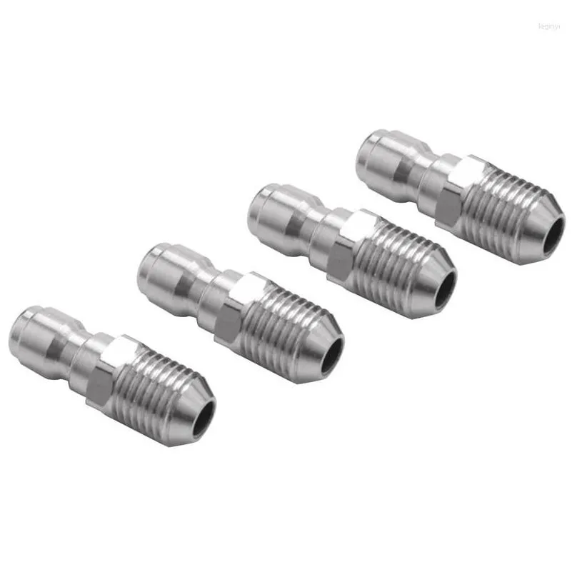 watering equipments 4 packs npt 1/4 inch stainless steel quick connector pressure washers coupler nipples plug male fitting