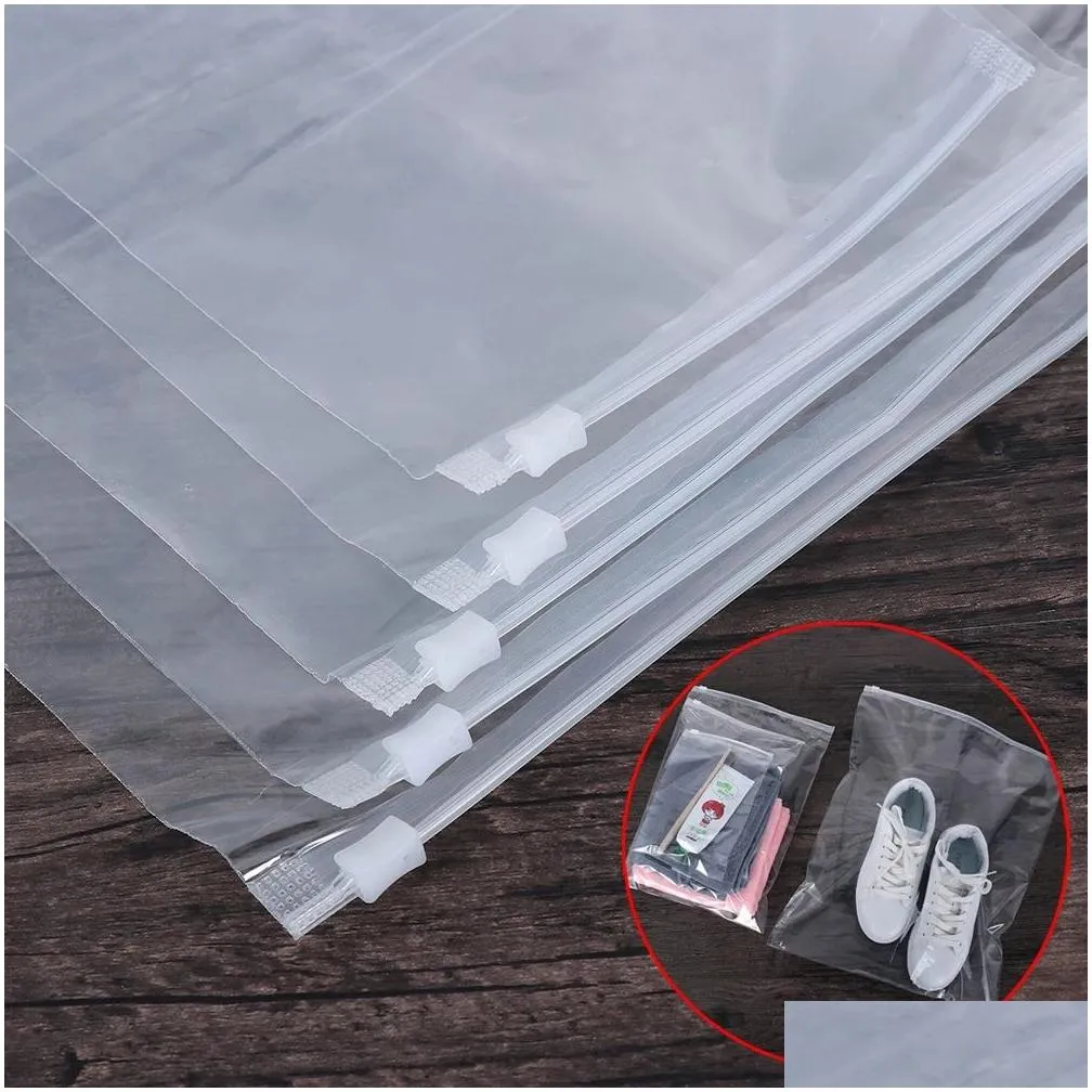 Packing Bags Wholesale 50Pcs/Lot Clear Zipper Packaging Bags Clothing Resealable Poly Plastic Apparel Merchandise Zip For Ship Clothes Dh9Up