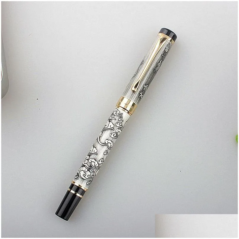 wholesale jinhao 5000 vintage metal rollerball pen beautiful dragon texture carving 0.7mm ink for office business cute gel pens