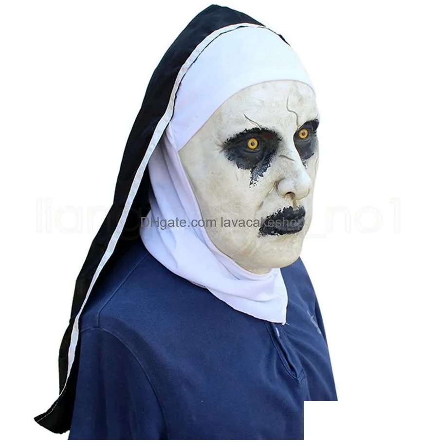 Party Masks The Nun Valak Mask Deluxe Latex Scary Fl Head Halloween Cosplay Costume Accessory Party Masks Rra2140 Home Garden Festive Dh1Nq