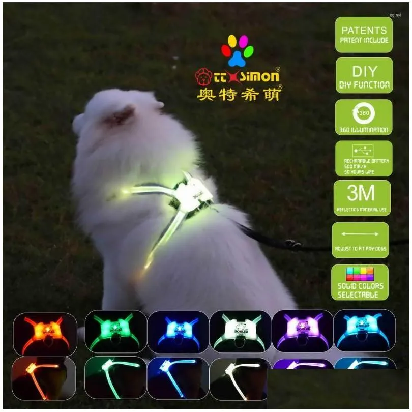 dog collars cc simon unique led harnesses usb rechargeable puppy lead pets vest for large 2023